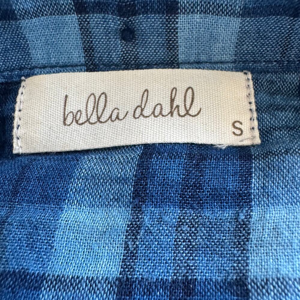 Bella Dahl Blue Western Plaid Frayed Hem Button-Down Top Size Small - Picture 5 of 10